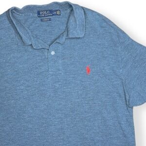 Polo Ralph Lauren Men's L Blue Classic Fit‎ S/S Polo Shirt Red Pony 100% Cotton